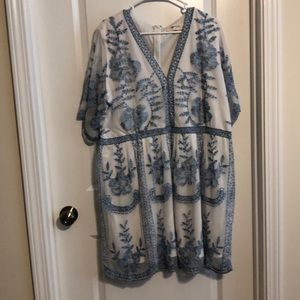 Blue and white dress